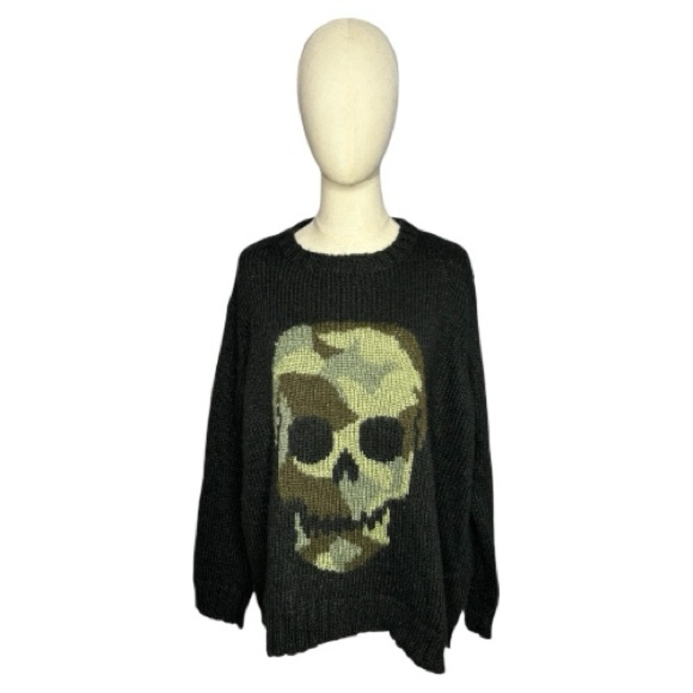 Wooden Ships Camo Skull Crew Chunky Sweater Size S/M - Picture 2 of 7